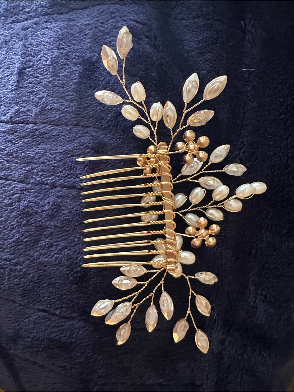 Gold and Pearl Bridal Hair Comb